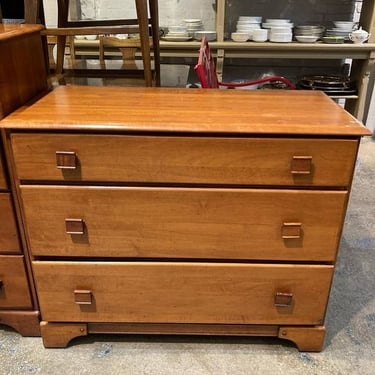 Vintage three drawer maple dresser. 40” x 18.5” x 33”