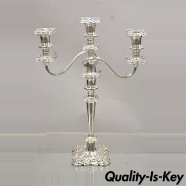 Antique Gorham Floral Repousse Twin Arm Silver Plated Candlestick Candelabra