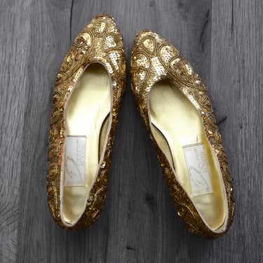 Vintage Gold Sequin Flats