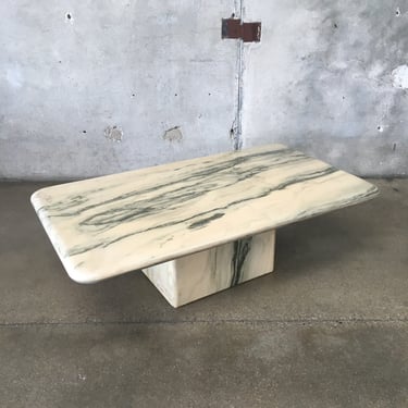 Vintage 1980s Green &amp; White Marble Coffee Table