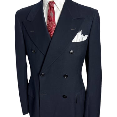Vintage 1930s/1940s DOUBLE BREASTED Wool Jacket ~ size 38 Long ~ Suit / Sport Coat / Blazer ~ 