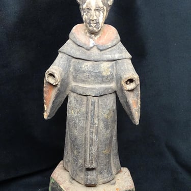 Antique 1800's San Antonio de Padua, Saint Anthony Santos with Glass Eyes, Vintage Religious Philippines 