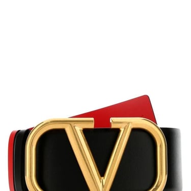 Valentino Garavani Woman Black Leather Vlogo Signature Reversible Belt