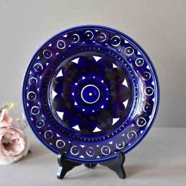 Vintage Porcelain Plate Arabia Pottery Cobalt Blue Collectible Plate Home Decor 