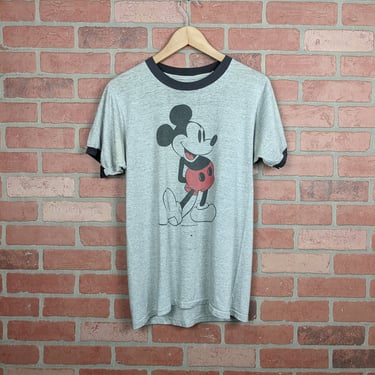 Vintage 70s Disney Mickey Mouse ORIGINAL Ringer Tee - Large / Extra Large 