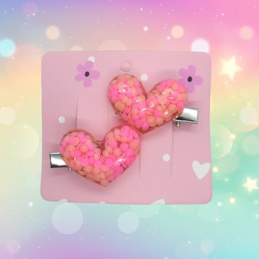 Heart Hair Clip Set Cute Kawaii Pink Candy Barrette Clips 