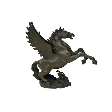 Vintage Bronze Metal Pegasus Winged Front Legs Up Horse Figure ws3754E 