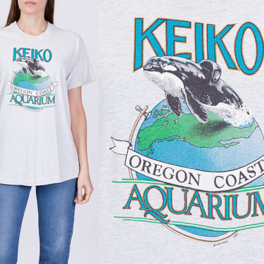 90s Keiko Free Willy Orca T Shirt - Unisex Medium | Vintage Oregon Coast Aquarium Graphic Animal Tee 