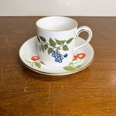 Vintage Crown Staffordshire Cup and Saucer Fruits Coffee Cup Tea Cup England 