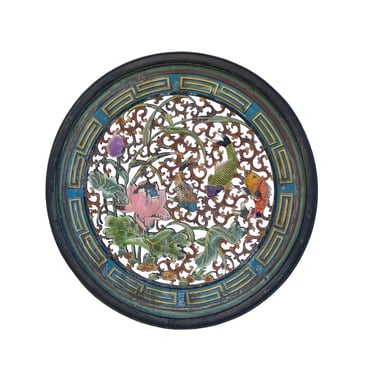 Chinese Matte Chalk Color Round Flower Fishes Wood Wall Panel ws2290E 