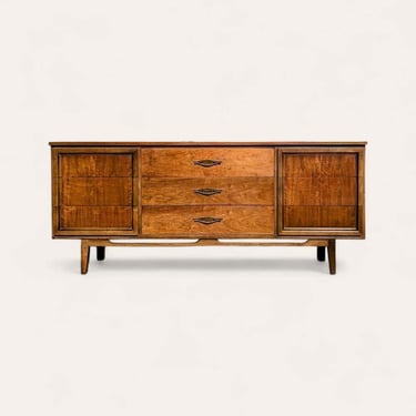 Mid Century Dresser by LA Period Furniture, Bedroom, Nine Drawers, Credenza, Sideboard, 1960s, MCM, Walnut 