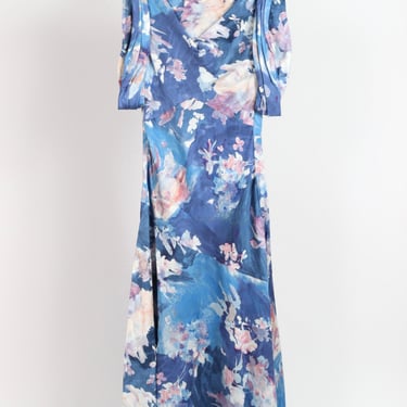 Sleeveless Midi Dress - Artist Garden Pale Cobalt