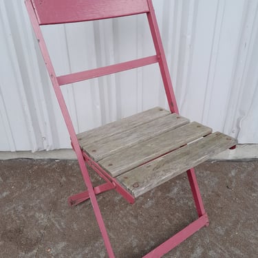 Wood Slatted Metal Folding Chair