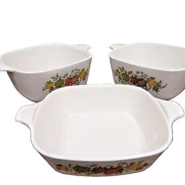 3 Small Vintage Corning Ware Spice Of Life Casseroles P-43-B (2) & P-41-B No Lid 