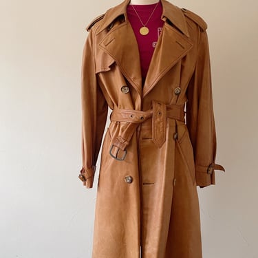 Vintage Bergdorf Goodman Camel Leather Trench 