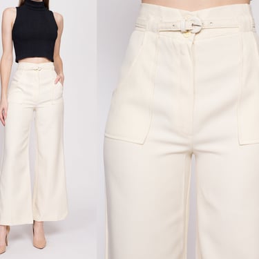 Small 70s Ivory Belted Flares 26