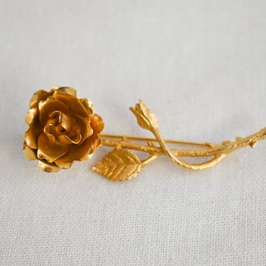 Vintage Gold Rose Brooch 