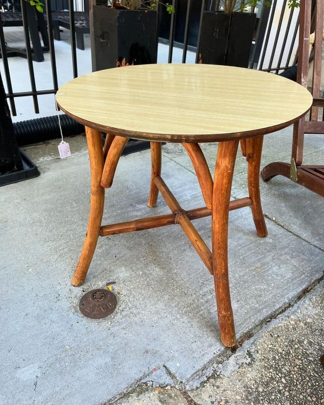 Bamboo side table. 24” x 21.5” 