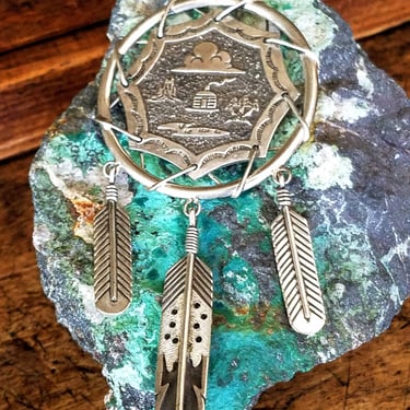 Superb Roger Skeet Jr Sterling Pendant~Sterling Silver 925 Dreamcatcher Pendant~Unisex Jewelry~Vintage Navajo Jewelry~JewelsandMetals 
