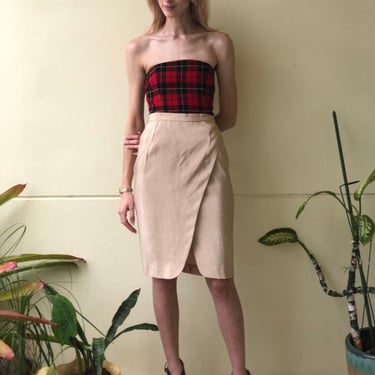 Vintage 90's Skirt / Designer Secretary Wiggle Skirt / Donna Karan New York / Resort Wear / Minimal Beige Skirt 