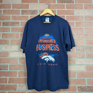 Vintage 1998 NFL Denver Broncos Football Unfinished Business ORIGINAL Sports Tee - Extra Large 