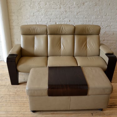Ekornes Stressless Leather Danish Recliner Sofa w/ Ottoman