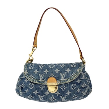 Louis Vuitton Denim Logo Print Shoulder Bag