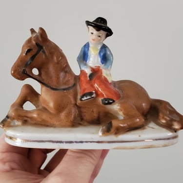 1950's Vintage Horse and Cowboy Figurine - 50's Home Decor 50s Animal Figurine 