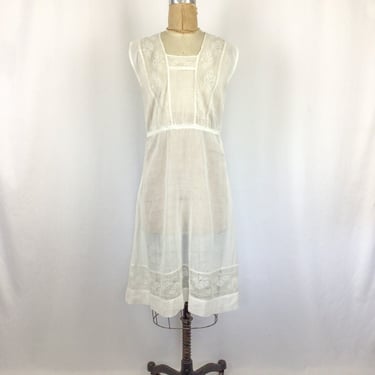Vintage 40s slip | Vintage cotton lace dress slip | 1940s white slip dress 