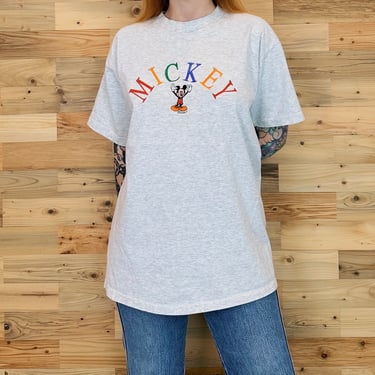 Vintage Mickey Mouse Disney Embroidered Tee Shirt T-Shirt 