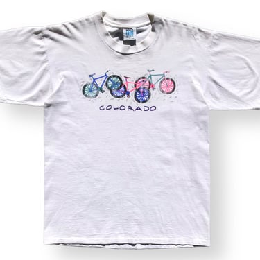 Vintage 90s Colorado Mountain Bike Single Stitch Graphic T-Shirt Size Large 