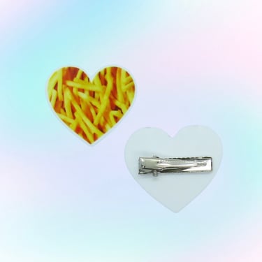 French Fries Hair Clip - Cute Heart Shaped Fast Food Barrette 