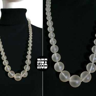 Fantastic Vintage 60s 70s 80s Clear Frosted Lucite Beaded Statement Necklace 