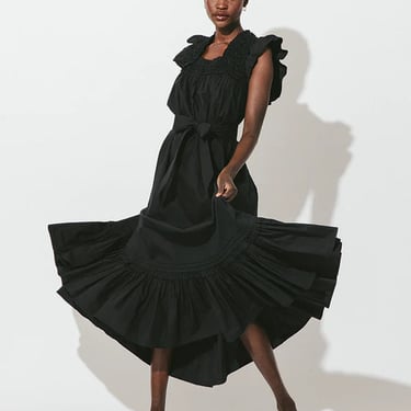 Tabitha Solid Black Midi Dress