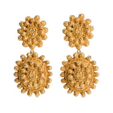 Christian Lacroix Vintage Massive Oversized Golden Etruscan Dangle Statement Earrings