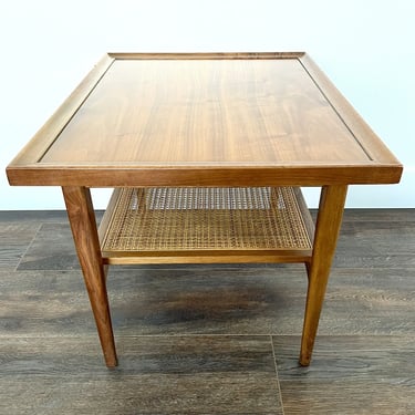 Mid Century Modern Kipp Stewart Drexel Declaration Wood Cane Side End Table MCM