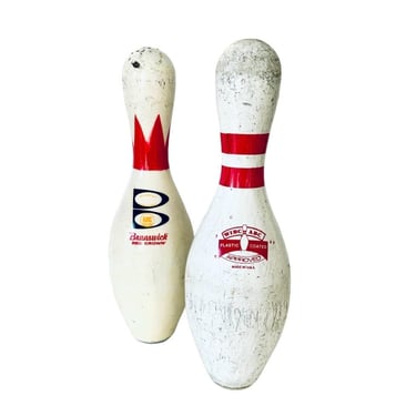 Set of Mismatched Genuine Bowling Pins, Bowling Pin Book Ends, Vintage Retro Bowler, Bowling Gift 