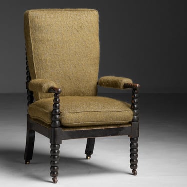 Ebonized Bobbin Chair in Pierre Frey Wool Blend