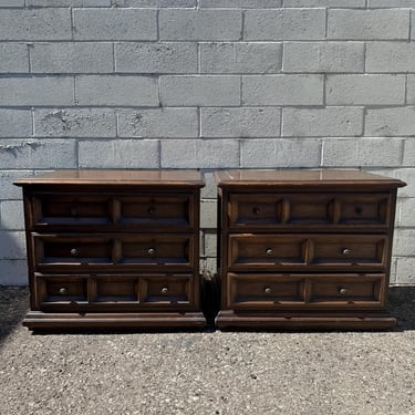 Pair of Vintage Nightstands Heritage Furniture Wood Bedside Tables Bedroom Storage Traditional End Table Set Traditional CUSTOM PAINT AVAIL 