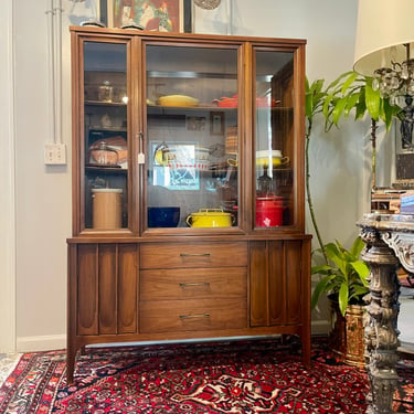 Midcentury Modern Petite Walnut China Cabinet