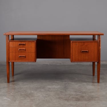 5ft HP Hansen Desk with Drawers and Floating Top Teak Mid Century Danish Modern 