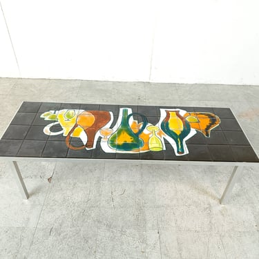 Vintage ceramic coffee table, 1960s - vintage ceramic tile coffee table - mid century modern coffee table 