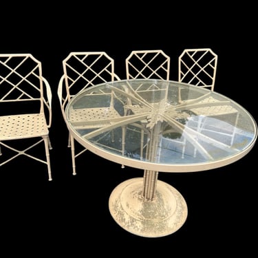 Vintage Brown Jordan Faux Bamboo Dining Table - and four chairs - ready to customize! 