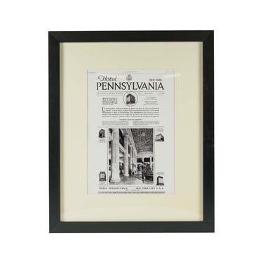 1921 Framed French The Hotel Pennsylvania Advertisement