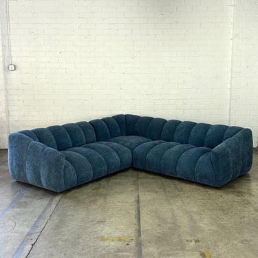 Low Profile Channel Sectional in Blue 