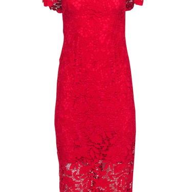 Shoshanna - Red Lace Off The Shoulder Dress Sz 0