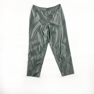 y2k Express Iridescent Silver Gray Trousers / Medium / Large / Size 11/12 / Reflective / Shiny / Satin / Trousers / Straight Leg / Liquid 