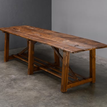 9ft Antique Monastery Table Long Rustic Solid Wood Dining Table 