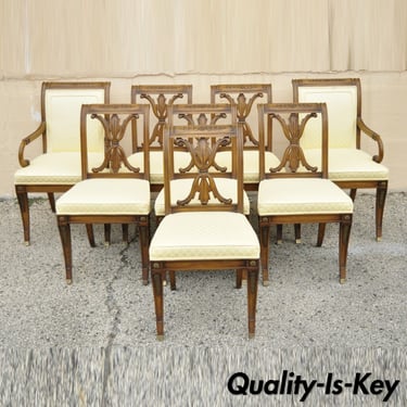 Karges French Neoclassical Style Saber Leg Dining Chairs - Set of 8