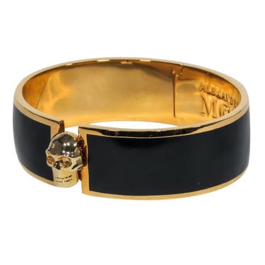 Alexander McQueen - Black & Gold Bracelet w/ Skull Clasp